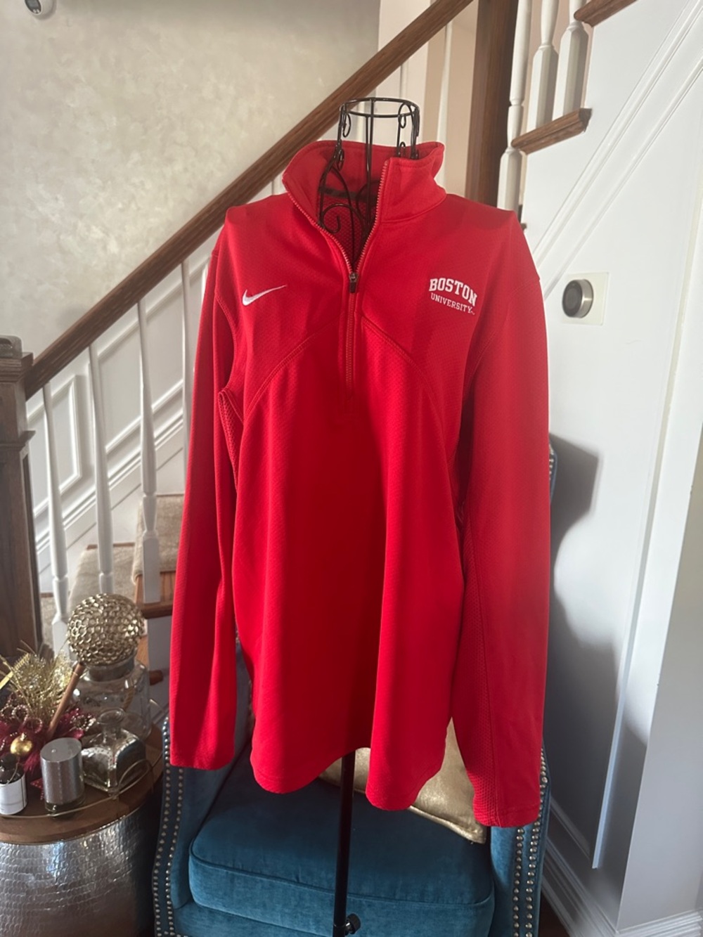 Nike Red Boston University Half-Zip Pullover